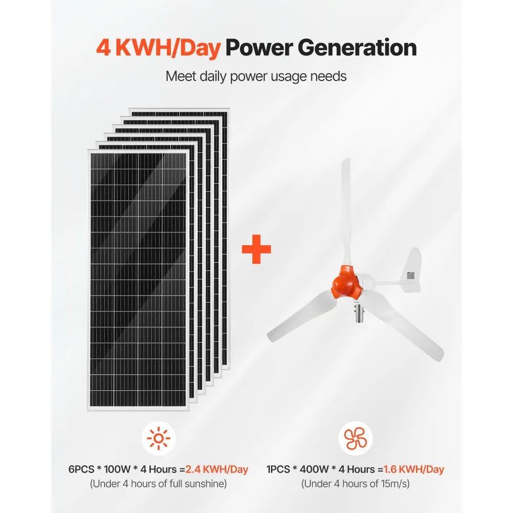 VEVOR Wind- und Solarenergie-Set 24 V 1000 W, 6 Module - Image 12