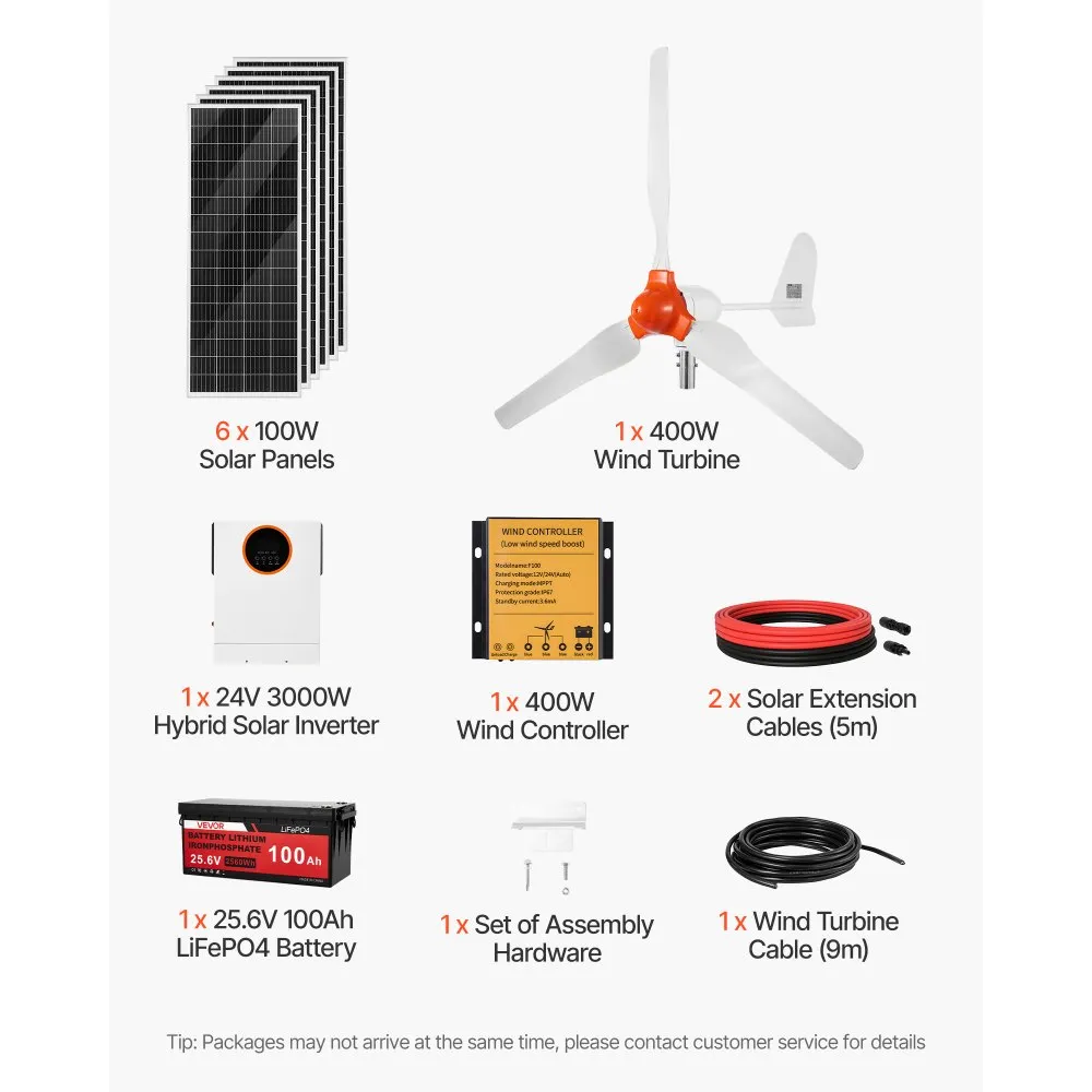 VEVOR Wind- und Solarenergie-Set 24 V 1000 W, 6 Module - Image 7