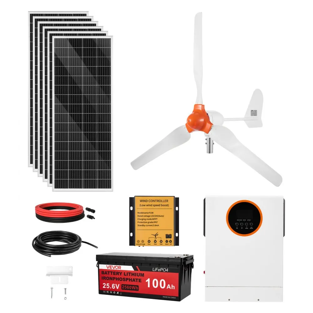 VEVOR Wind- und Solarenergie-Set 24 V 1000 W, 6 Module